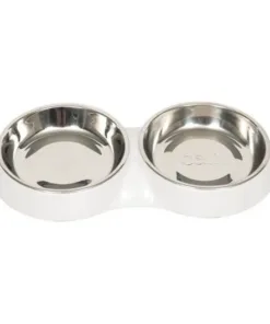 Catit Comedero Doble Blanco con Borde Bajo