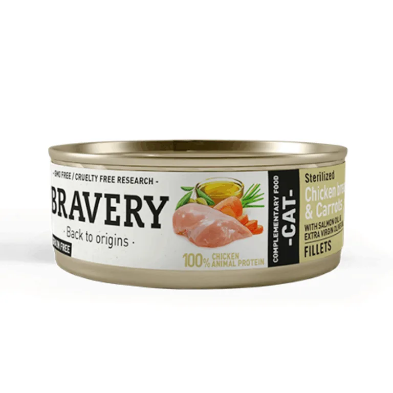 Bravery Humedo Pollo y Zanahorias Gato Esterilizado 70g