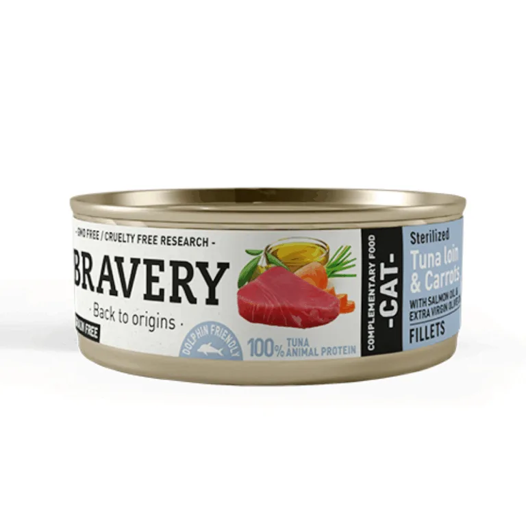 Bravery Humedo Lomo de Atún y Zanahorias Gato Esterilizado 70g