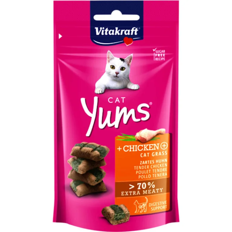 Vitakraft Gatos Yums Pollo Hierba Gatera 40 Grs