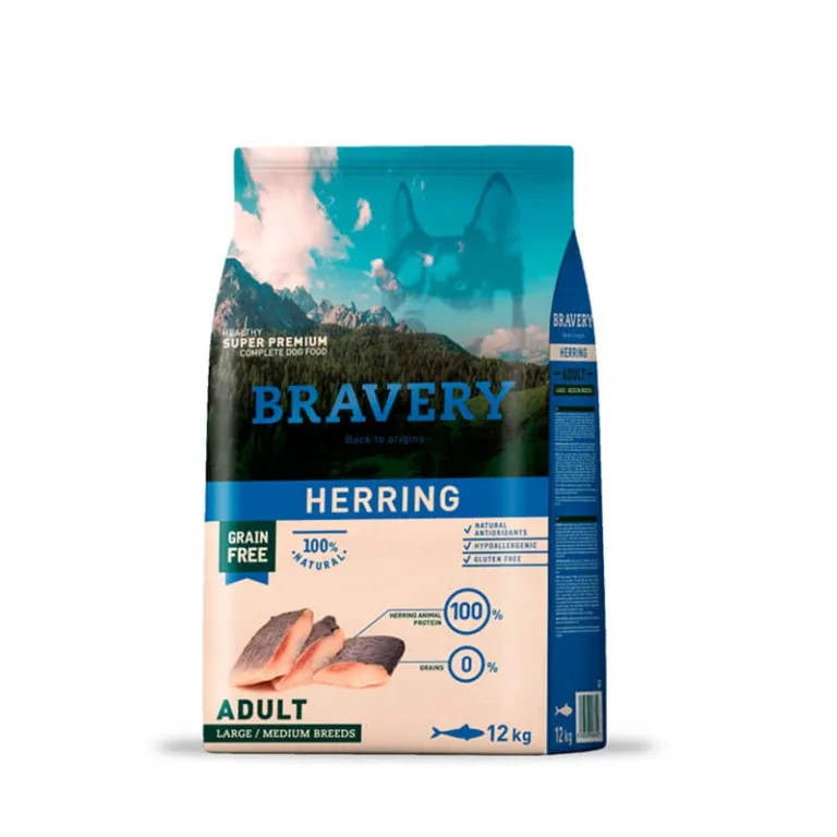 Bravery Adulto Raza Mediana/Grande -Arenque 12 kg
