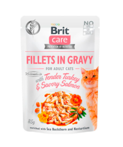 Brit Care - Pouch Filetes en Salsa con Pavo y Salmon Gato 85gr