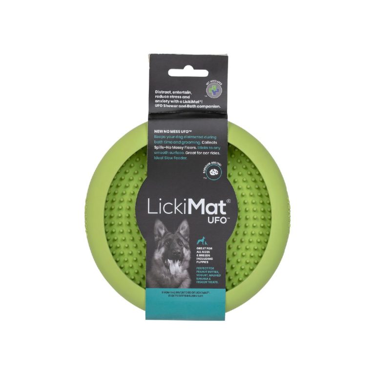 Plato Forma Ovni Lickimat Verde Para Perro