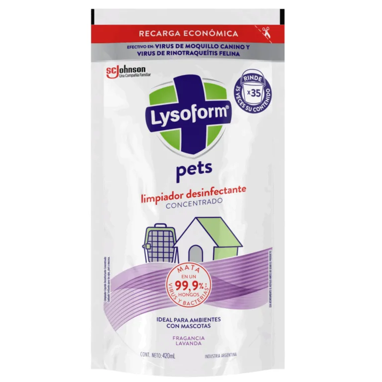 Recarga Limpiador Desinfectante Concentrado Lysoform Pets 420m
