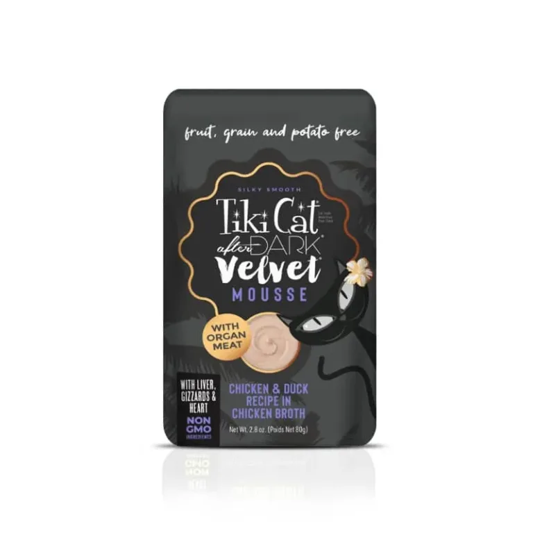 Tiki Cat Pouch After Dark Velvet Mousse Pollo y Pato para Gatos 80g
