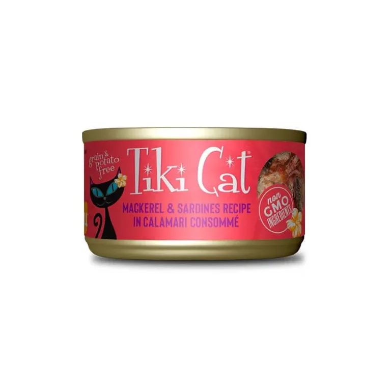 Tiki cat makaha grill alimento húmedo para gatos de caballa, sardinas en consome de calamar 80GR