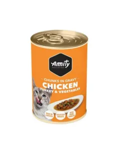 Amity Premium Lata Chunks in Gravy Pollo, Pavo y Vegetales para Gatos 415 g